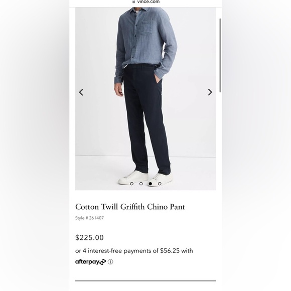 VINCE Griffith Slim Fit Chino Pant Navy Blue Sz 34 - Picture 2 of 9